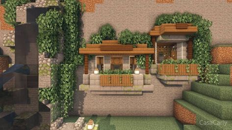 Staircase Up Mountain Minecraft, Side Of Cliff House Minecraft, Minecraft House In Mountain Ideas, Cliff Side Base Minecraft, Minecraft Small Mountain House, Minecraft House In Cliff, Minecraft House On Side Of Mountain, Minecraft House In A Hill, Mc Mountain House