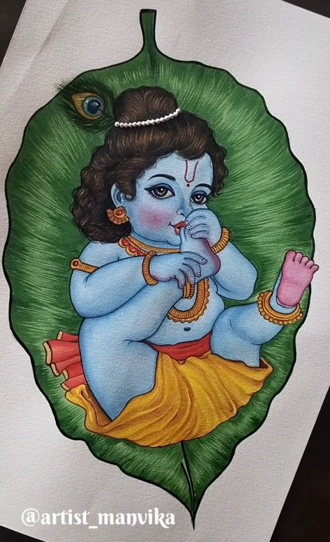 Rangoli Designs God Krishna, Krishna Painting On Canvas Easy, Janmastmi Drawings, Little Krishna Rangoli, Janmastami Paintings, Baby Krishna Sketch, Janmastami Drawing Ideas, Kanha Painting Easy, Rangoli Radha Krishna