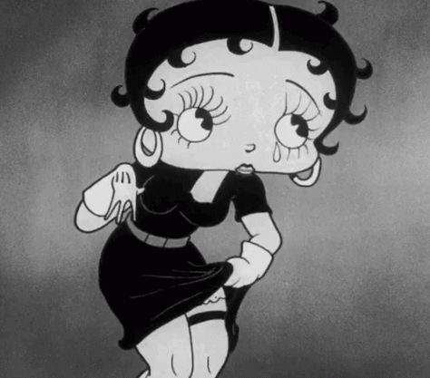 Betty Boop, Cartoon Character, Gif, Black And White, Hair, White, Black