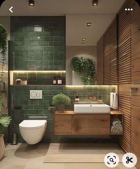 70s Bathroom Decor, 70s Bathroom, Green Tile Bathroom, Green Tiles, Spa Decor, Bathroom Design Inspiration, Bathroom Decor Ideas, Chic Bathrooms, Bathroom Inspiration Decor