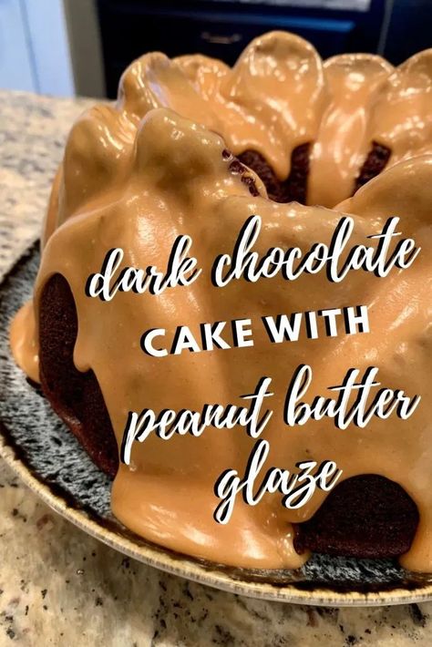 Chocolate Chip Pound Cake Bundt, Dark Chocolate Bundt Cake, Peanut Butter Glaze, Chocolate Chip Pound Cake, Easy Cake Recipe, Butter Glaze, Glaze For Cake, Chocolate Bundt, Chocolate Bundt Cake