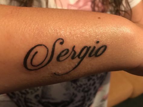 Tattoo sergio Sergio Name Tattoo, Cursive Tattoos, Name Tattoo, Name Tattoos, Foto Ideas Instagram, Anime Kawaii, Jesus Fish Tattoo, Sketch, Tattoos