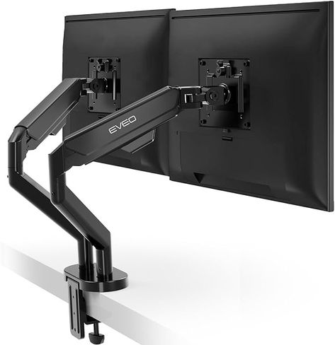 Amazon.com: EVEO Premium Dual Monitor Mount 14"-32” Dual Monitor Arm VESA Bracket Adjustable Height Gas Spring Dual Monitor Stand, Screen Full Motion Dual Monitor Arm-Computer Monitor Stand for 2 Screens - Black : Electronics Dual Monitor Mount, Organized Workspace, Dual Monitor Arms, Dual Monitor Stand, Computer Desk Setup, Monitor Arm, Monitor Mount, Dual Monitor, Work Space Organization