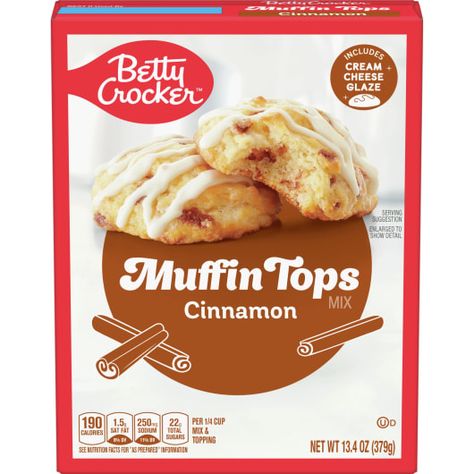 Betty Crocker™ Cinnamon Muffin Tops Mix - BettyCrocker.com Chocolate Chip Muffin Mix, Strawberry Cheesecake Muffins, Blueberry Muffin Topping, Fluffy Top, Modern Cooking, Cinnamon Roll Muffins, Honey Cornbread, Muffin Tops, Swirl Cake