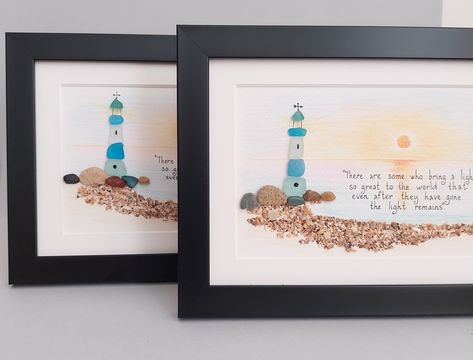 Seaglass Picture, Wall Art Quotes Family, Lighthouse Sunset, Family Wall Quotes, Customized Mugs, Celebrating Friendship, Lighthouse Pictures, Sunset Blue, Pebble Pictures