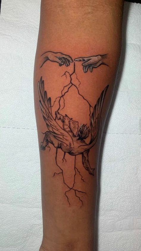 Leg Tattoos For Guys, Devine Tattoo, Icarus Tattoo, Family Tattoos For Men, Earthy Tattoos, Inner Forearm Tattoo, Girl Arm Tattoos, Yin Yang Tattoos, Leg Tattoo Men