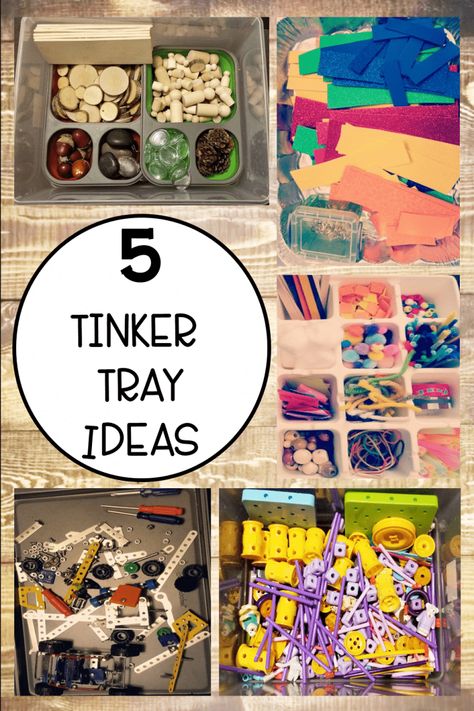 Kids Tinkering Kit, Tinker Box, Tinker Tray, Crafts And Activities For Kids, Creative Area, Stem Kits, Tray Ideas, Stem For Kids, Loose Parts