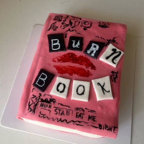 Burn Book Cake🎀💋 #burnbookcake #onwednesdayswewearpink #meangirlscake #yyccakes #customcakes #bookcake Burn Book Cake, Mean Girls Party, Board Party, Vision Board Party, Book Cake, Burn Book, Girls Party, Mean Girls, Custom Cakes