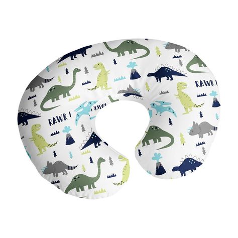 Mod Dinosaur Blue and Green Collection Sweet Jojo Designs breastfeeding pillow covers are easy to slip on and off your standard nursing pillow for washes as needed. Each features a hidden zipper and uses our exclusive stretchy jersey fabrics to coordinate with our matching decor accessories to give you a complete look for your nursery. Our versatile slipcovers fits most standard nursing pillows which help care takers hold your baby during feedings and will support your little one during supervis Dino Nursery Theme, Boy Nursery Dinosaur, Dinosaur Nursery Baby Boy, Dinosaur Toddler Room, Dinosaur Theme Room, Dinosaur Themed Nursery, Dinosaur Baby Room, Dinosaur Nursery Theme, Baby Dinosaur Nursery