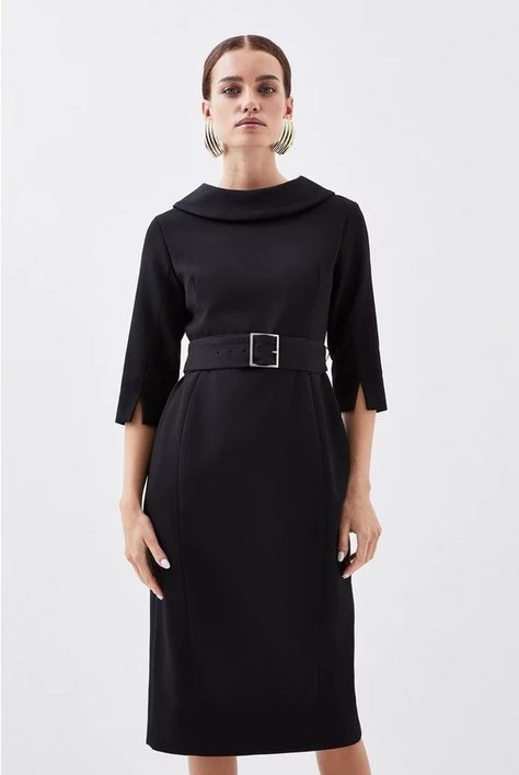 Women's Business Casual | Karen Millen US Work Outfits Business Casual, Business Casual For Women, Camel Dress, Petite Midi Dress, Bodycon Style, Sleeves Style, Timeless Aesthetic, Belted Midi Dress, Womens Business Casual