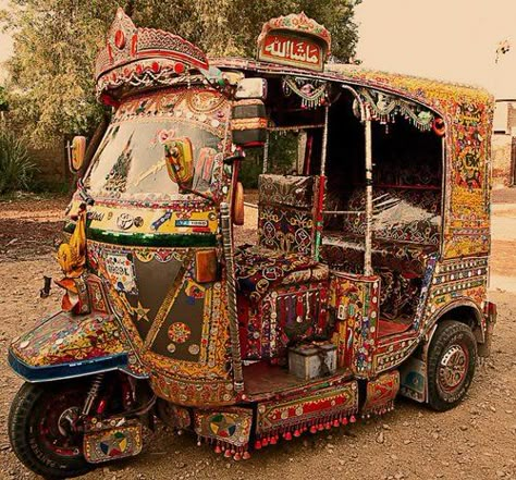 Similar to Truck art, Rickshaw Art. Pakistan Caption it yourself to see how creative you are. Visit/ Follow Undiscovered Pakistan to see Indescribable Heavenly Places in Pakistan Follow - http://undiscovered-pakistan.tumblr.com/ Truck Art Pakistan, Pakistan Art, Pakistani Art, Pakistan Culture, Pakistani Culture, Pakistan Travel, Pakistan Zindabad, Heavenly Places, Goa India