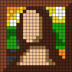 Mona Lisa Perler Beads, Pixel Art Famous Painting, Pixel Art Mona Lisa, Mona Lisa Pixel Art, Pixel Art Square, Stitch Bag, Hama Beads Design, Perler Bead Templates, Motifs Perler