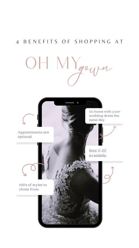 Instagram Story highlighting the benefits of the new Bridal Salon in the launch phase. Bridal Social Media Post, Store Design Boutique, Bridal Salon, Bridal Shop, Bridal Boutique, Social Media Template, Store Design, Social Media Post, Instagram Story