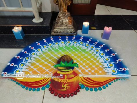 Transform your entrance into a masterpiece with a vibrant Kailash Rangoli! 🌟🌺 This Navratri or Diwali, let the divine charm of traditional designs make your home feel more lively and festive. Welcome the season of joy with colors that radiate positivity and warmth.🪔🪔💐 #KailashRangoli #NavratriDecor #Diwali2024 #FestiveEntrance #TraditionalRangoli #DivineDesigns #RangoliVibes #CelebrateWithColors #FestiveHome #RangoliArt Kalash Rangoli, 2024 Diwali, Welcome Rangoli, Diwali 2024, Traditional Rangoli, Big Rangoli, Indian Rangoli, Big Rangoli Designs, Rangoli Ideas