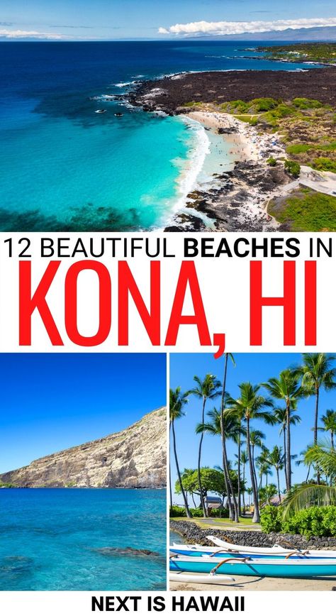 Heading to the Big Island and looking to enjoy the best beaches in Kona and nearby? This guide showcases amazing Kona beaches, including ones nearby! | Big Island beaches | Kailua beaches | Black sand beaches Kona | White sand beaches Kona | Best Hawaii beaches | Best beaches near Kona | Kona beach parks | Things to do in Kona | What to do in Kona | Best places to visit on the Big Island Big Island Hawaii Beaches, Kona Island, Kona Beaches, Hawaii Trip Planning, Hawaii Vacation Tips, Big Island Travel, Kailua Kona Hawaii, Hawaii Activities, Hawaiian Cruises