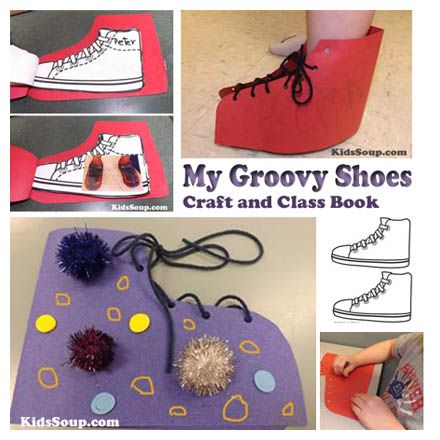 Children of all ages--from preschool to kindergarten--will "get into the groove" as they have fun making and decorating a pair of "groovy" looking shoes which they can wear, practice lacing, and/or contribute to a class book. Shoe Activities Preschool, Creative Curriculum Shoe Study, Shoes Activities For Toddlers, Shoes Activities For Preschool, Pete The Cat Shoes Craft, Shoe Activities For Toddlers, Shoe Crafts For Kids, Shoe Study, Pete The Cat Shoes