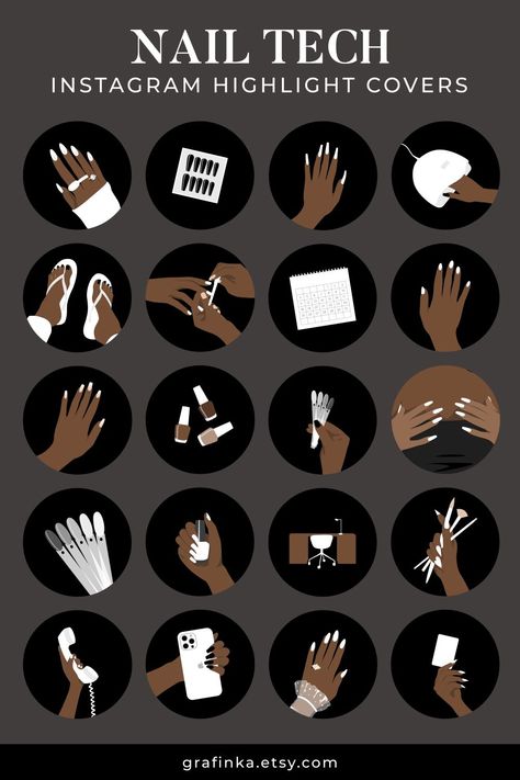 Free Instagram Highlight Icons Black Aesthetic Nail, Aesthetic Nail Salon, Instagram Highlight Covers Black, Nail Tech Instagram, Black White Nails, Business Nails, Aesthetic Nail, Salon Pictures, Nail Business