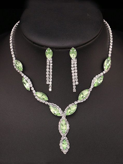 3pcs/Set Elegant Light Green Rhinestone Necklace Earrings Jewelry Set For Women, Suitable For Wedding, Birthday, Anniversary And PartyI discovered amazing products on SHEIN.com, come check them out! Rhinestone Necklace, Set For Women, Necklace Earrings, Birthday Anniversary, Amazing Products, Earrings Jewelry, Jewelry Set, Light Green, Jewelry Earrings