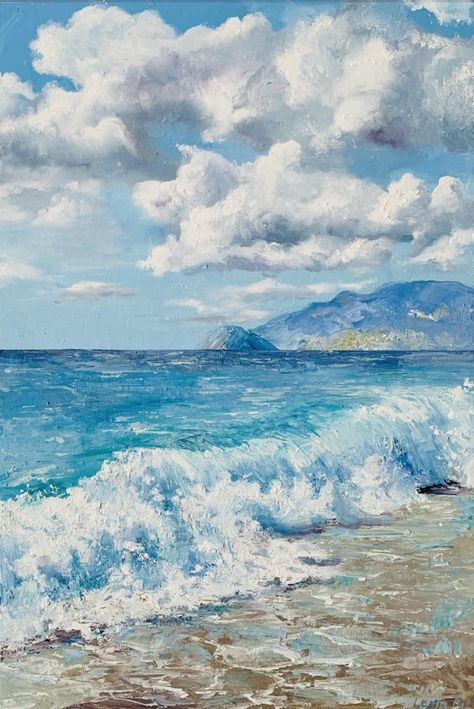 Seascape of beautiful turquoise wave. Suitable for home, bedroom, living room, office interior. Original hand-painted, oil on canvas painting. This is not a copy or print. Available. READY TO SHIP! Size: 23.62x15.75 inches (60x40 cm) Year: 2023 Artist: Olena Dil Painting is signed and dated on front and reverse side, which determines the authenticity of my work. The painting is ready to be placed on the wall. The artwork is ready to install, so you can immediately place the painting on the surface as soon as you open the package! Painting is unframed. Please note that the colours in the picture may vary, depending on your monitor settings. Delivery: the painting is carefully packed in a box. You will receive a track for tracking the parcel by airmail. If you need for additional information Sea Side Painting, Wave Oil Painting, Turquoise Wall, Turquoise Wall Art, Turquoise Walls, Seaside Decor, Wall Art Beach, Siding Paint, Beach Wave