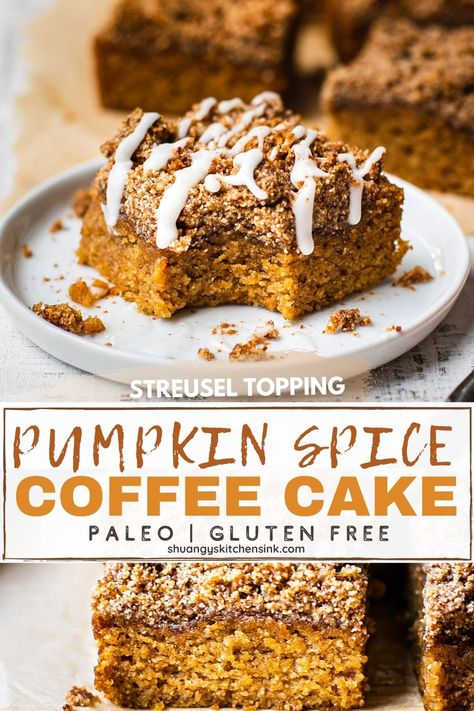 Healthy Pumpkin Coffee, Pumpkin Coffee Cake With Streusel, Cake Almond Flour, Spice Coffee Cake, Classic Coffee Cake, Pumpkin Coffee Cake, Kid Friendly Dessert, Dairy Free Pumpkin, Pumpkin Coffee Cakes