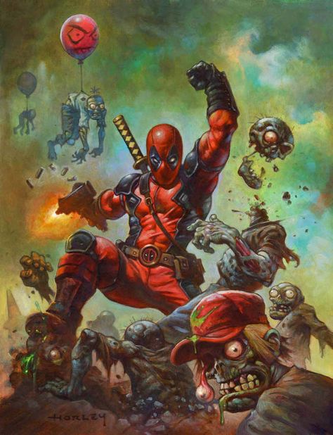 Awesome Art We've Found Around The Net:Batman, Deadpool, Godzilla, Star Wars - Movie News | JoBlo.com Deadpool Art, Deadpool Movie, Deadpool Comic, Deadpool Wallpaper, Dead Pool, Marvel Comic Character, Marvel Comic Books, Marvel Deadpool, Plants Vs Zombies