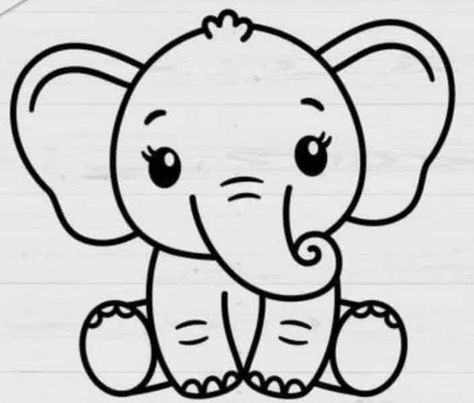 Elephant Drawing Cute, Easy Elephant Drawing, Svg Animals, Baby Elefant, Elephant Drawing, Creation Couture, Drawing Easy, Cute Elephant, Art Drawings For Kids