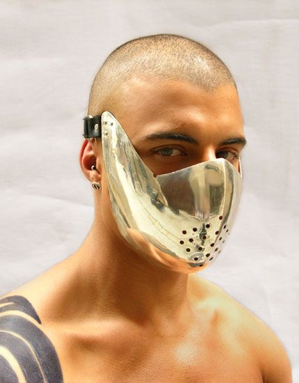 Manuel Albarran Metal Face Mask Metal Mask Design, Metal Face Mask, Metal Couture, Metal Mask, Fashion Masks, Cool Masks, Objet Design, Fashion Mask, Masks Art