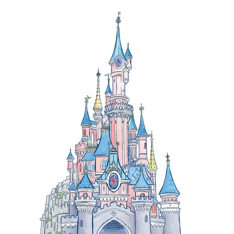 Disney Castle Animation, Disney Castle Line Art, Sleeping Beauty Castle Drawing, Disney Aesthetic Drawing, Cinderella Castle Painting, Disney Castle Paris, Disneyland Paris Drawing, Disneyland Paris Tattoo, Disney Castle Sketch