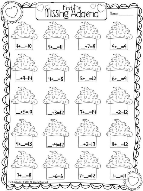 Missing Addend, Worksheets Kindergarten, Teaching Numbers, Math School, Math Time, Second Grade Math, Math Addition, Homeschool Math, Groundhog Day