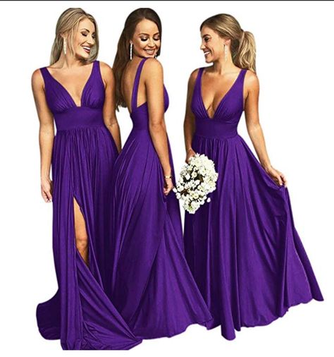 Royal Purple Bridesmaid Dress, Different Bridesmaid Dresses, Beach Wedding Bridesmaid Dresses, Gowns Online Shopping, How To Dress For A Wedding, Beach Wedding Bridesmaids, Purple Bridesmaid Dress, Split Prom Dresses, Purple Bridesmaid