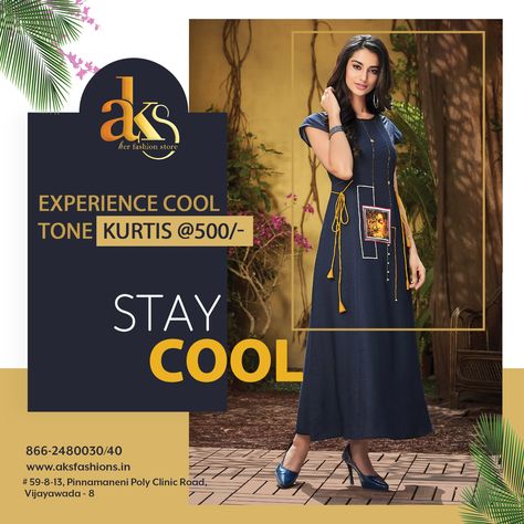 Experience the cool tone with Aks Fashion Store. Shop Now! For the latest women collection. Call: 0866-2480030/40 #clothes #fashion #salwars #style #fashionwomen #aksfashionstore #fashioncarnival #fashionmodels #trendysalwars #lehengas #latestcollection #partywear #kurtis #newarrivals #aks Clothing Creative Ads, Banner Inspiration, Fashion Poster Design, Fashion Banner, Photoshop Tutorial Design, Business Content, Kurti Collection, Fashion Creative, Poster Designs