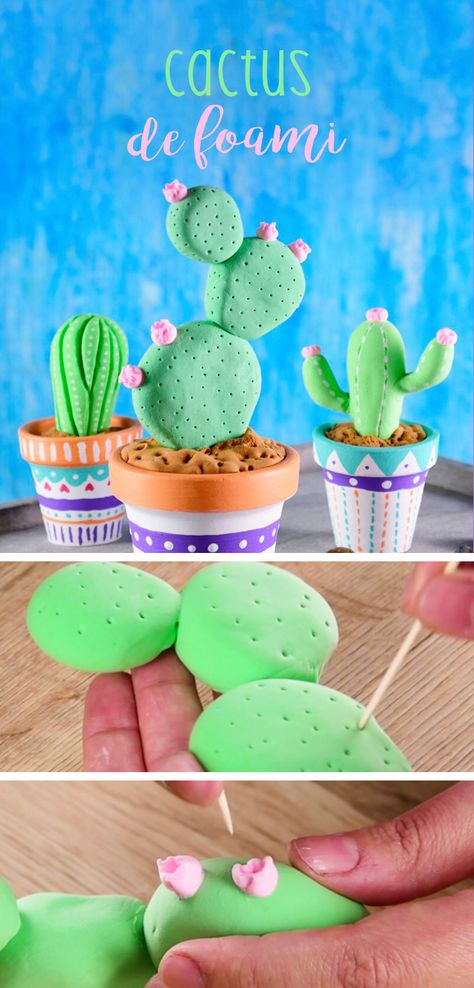 Diviértete creando esta fantástica manualidad que es muy fácil de hacer, solo necesitas 3 materiales y en cuestión de minutos tendrás un cactus que no se secará para tu fiesta de este 5 de mayo. Cactus Decorations, Cactus Party, Cactus Diy, 3d Quilling, 5 De Mayo, Mexican Party, Pasta Flexible, Cold Porcelain, Dry Clay