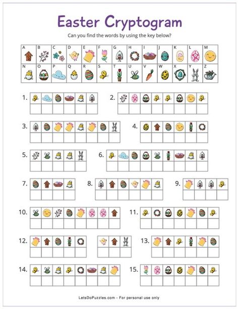 Easter Cryptogram | Printable Puzzle for Kids Easter Puzzles, Kids Table Wedding, Word Search Puzzles Printables, Encrypted Messages, Visual Perception Activities, Kindergarten Phonics Worksheets, Mind Puzzles, Printable Games For Kids, Free Kids Coloring Pages