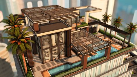 Luxury Penthouse - The Sims 4 Rooms / Lots - CurseForge Sims 4 Fountain View Penthouse, Penthouse Sims 4, Penthouse Floorplan, Glass Penthouse, Sims 4 Penthouse, Sims 4 Rooms, Home The Sims 4, Penthouse Bedroom, Kerbal Space Program