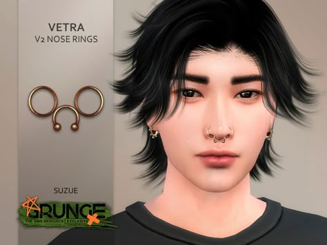 The Sims Resource - Grunge Vetra V2 Nose Rings Men's Piercings, Sims 4 Piercings, Free Sims, Sims Four, Belly Button Piercing, Ts4 Cc, Nose Rings, Nose Stud, Sims 4 Cc