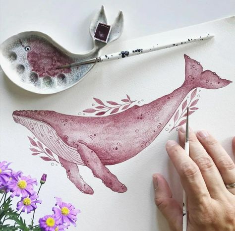 Whale Watercolor, Diy Quilling Crafts, Whale Drawing, Whale Illustration, Whale Painting, Whale Tattoos, Watercolor Whale, Whale Art, Diy Watercolor Painting