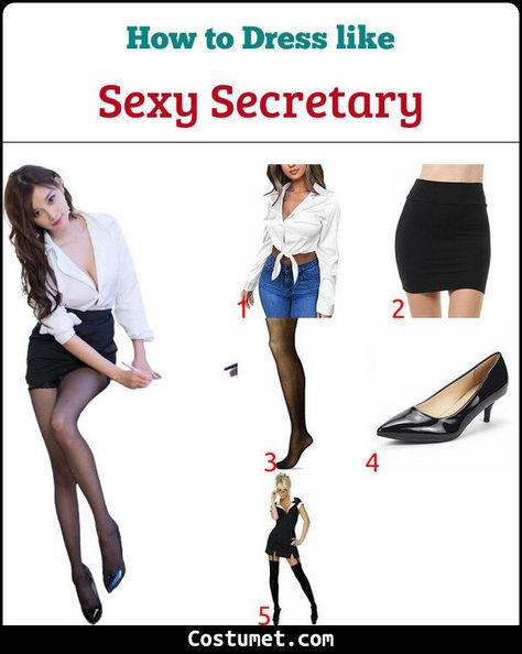 Secretary Halloween Costume, Secretary Cosplay, Secy Halloween Costumes, Secretary Costume, Secretary Outfits, Costume For Halloween, Cosplay Halloween, Black Stockings, Black Mini Skirt