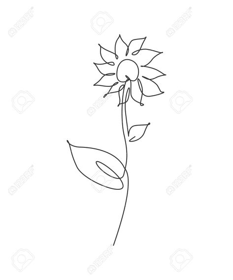 Continuous Line Sunflower, Sunflower Tattoo Minimalist, Minimalist Sunflower Tattoo, Minimalist Beauty, Minimalist Tattoos, Continuous Line Drawing, Sunflower Tattoo, Single Line, Continuous Line