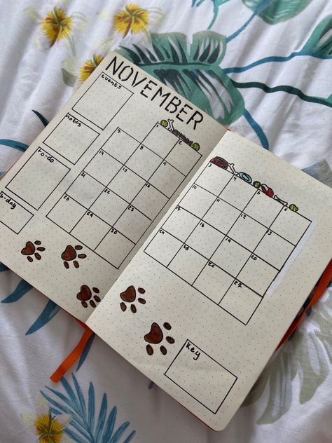 November dog themed calender for bullet journal Bullet Journal November Calendar, Calender Doodle, November Bullet Journal Calendar, Calligraphy Hacks, Bulit Journal, Minimal Journaling, Monthly Planner Ideas, Bullet Journal Work, March Bullet Journal