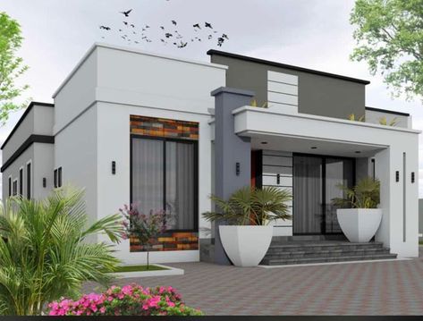 this is a comfortable and portable 3bedroomflat,with quality and affordability as its upmost consideration Drawing House Plans, Small House Design Architecture, House Plans South Africa, Building Design Plan, House Window Design, Flat Roof House, Modern Small House Design, Modern Bungalow House, Building House Plans Designs