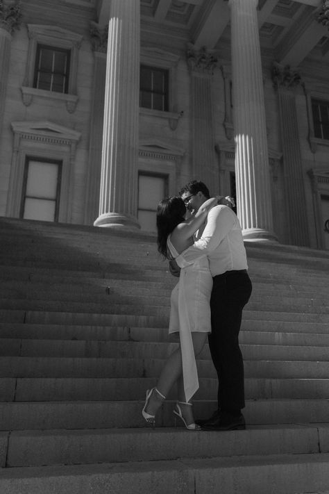 black and white editorial downtown engagement photos Editorial Engagement Photos, Romantic Editorial, Engagement Photos Downtown, Charleston Engagement, Downtown Charleston, Black Photography, Wedding Gallery, Engagement Photoshoot, Destination Weddings