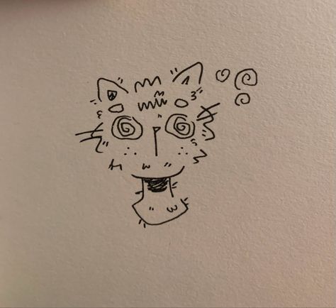 Confused Doodle, Confused Drawing, Derpy Cat Doodle, Weird Cat Drawing, Confused Cat Drawing, Funny Cat Sketches To Draw, Confused Cat Doodle, How To Draw Cat Meme, Cat Doodle