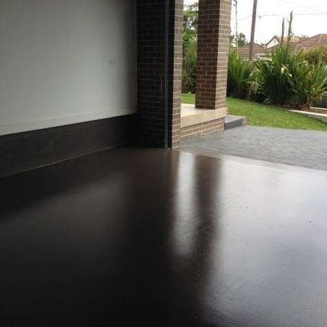 Black Basement Floor Paint, Black Epoxy Garage Floor Ideas, Black Epoxy Garage Floor, Black Epoxy Floor, Black Garage Floor, Garage Floor Makeover, Black Floor Paint, Wallpaper Sydney, Concrete Floor Paint