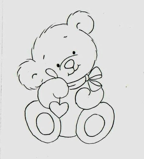 Teddy Bear Coloring Pages, Teddy Bear Drawing, Bear Drawing, Bear Coloring Pages, Baby Drawing, Pola Sulam, Baby Embroidery, Art Drawings For Kids, Digi Stamps