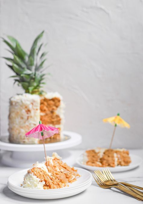 Pina Colada Cake Pina Colada Cake, Cake With Coconut, Swiss Buttercream, Pineapple Jam, Alcoholic Desserts, Pineapple Rum, Summer Recipe, Meringue Buttercream, Swiss Meringue Buttercream