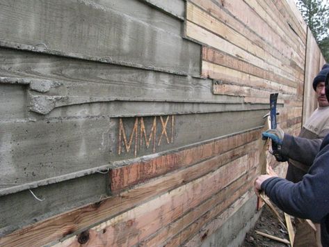 Board Formed Concrete Wall, Meadow House, Formed Concrete, Concrete Board, Concrete Wall Texture, Concrete Formwork, Board Formed Concrete, Materials Board Interior Design, Concrete Retaining Walls