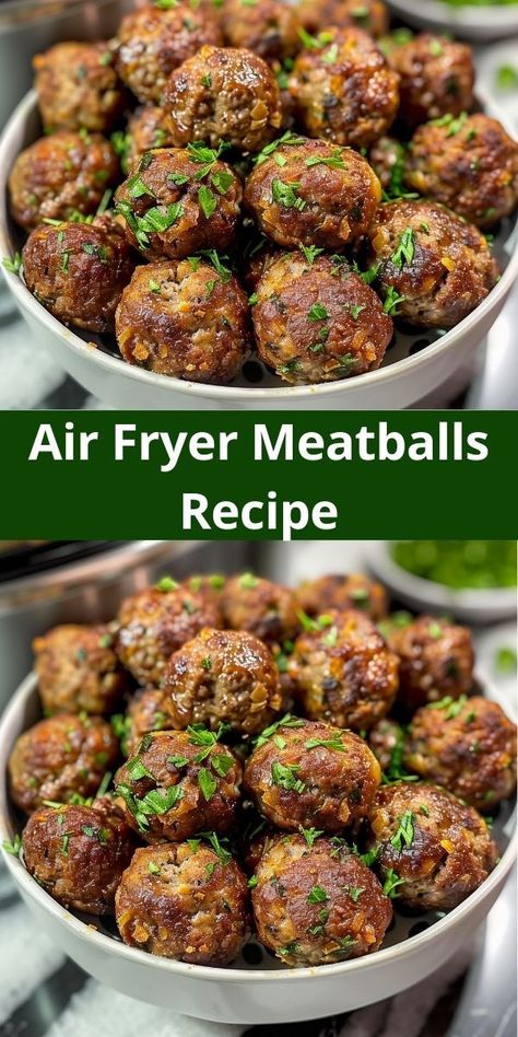 Tasty air fryer meatballs: a quick, low-fat recipe. Ideal for family dinners or meal prep. Simple ingredients, big flavor! Air Fryer Meatballs, Cooking Frozen Meatballs, Easy Main Dishes, How To Cook Meatballs, Beef Meatballs, Frozen Meatballs, Homemade Meatballs, Air Fryer Dinner Recipes, Air Fryer Healthy