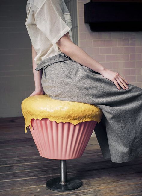 Sweeties comfort furniture series by boggy chan - all images courtesy of boggy chan. #tabouret #patisserie Store Concept, Bakery Decor, Cookie Table, Whimsical Furniture, Cupcake Shops, Giant Cupcakes, Bakery Design, Bakery Shop, Bakery Cafe