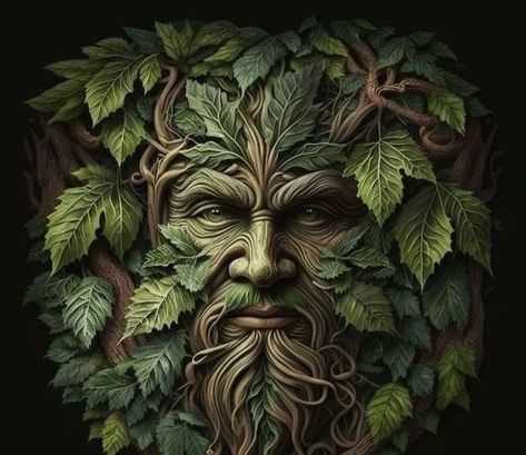 Green Man Face Paint, Greenman Tattoo, Green Man Tattoo, Guiseppe Arcimboldo, Green Man Sculpture, The Green Man, Celtic Gods, Tree People, Pagan Art