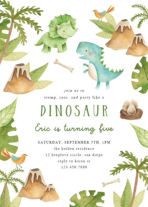 Dino adventure - Birthday Invitation Template | Greetings Island Dino Birthday Invitations, Birthday Invitation Design, Dino Theme, Greetings Island, Dino Birthday, Birthday Invitation Template, Printable Invitations, Invitation Design, Birthday Invitations